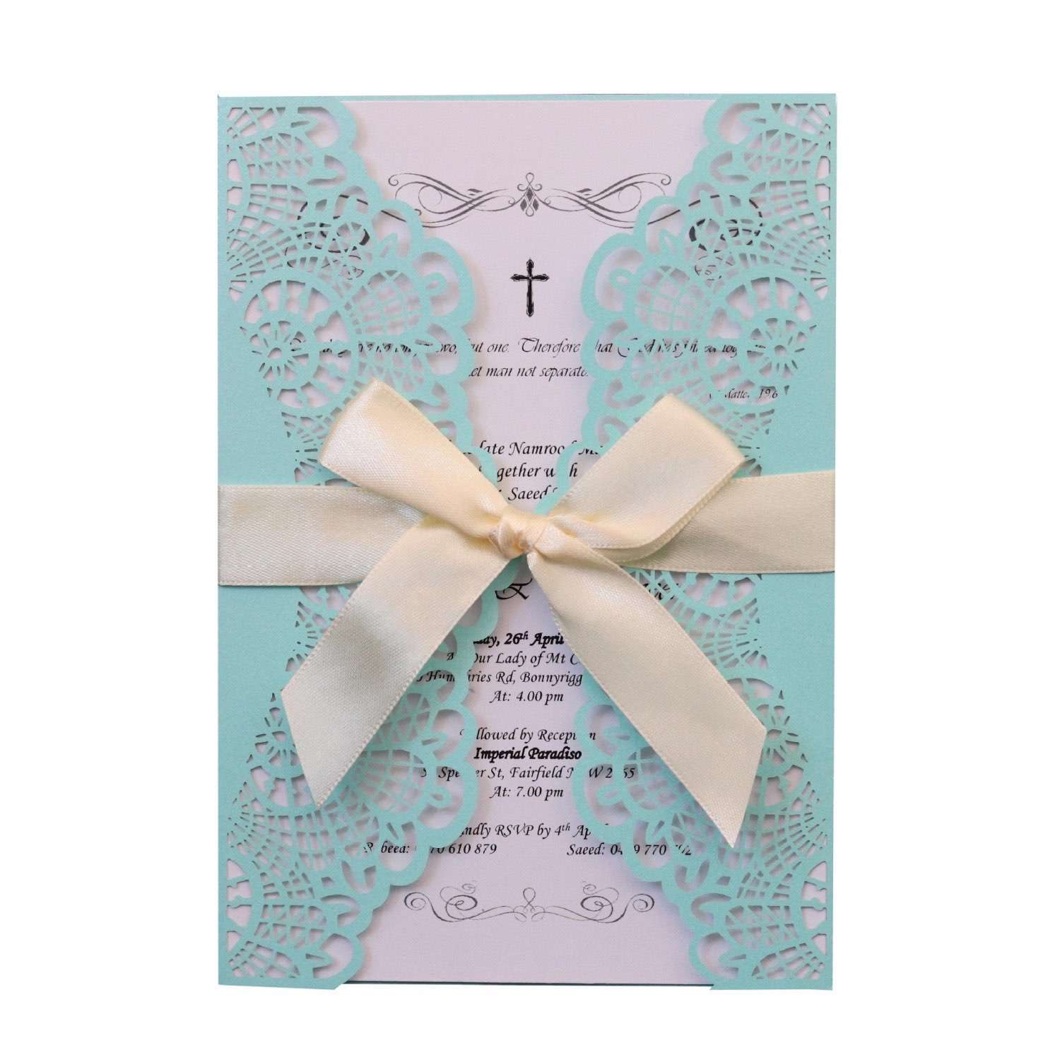 Wedding Invitation Rectangle Laser Cut Paper Beautiful Lace Card